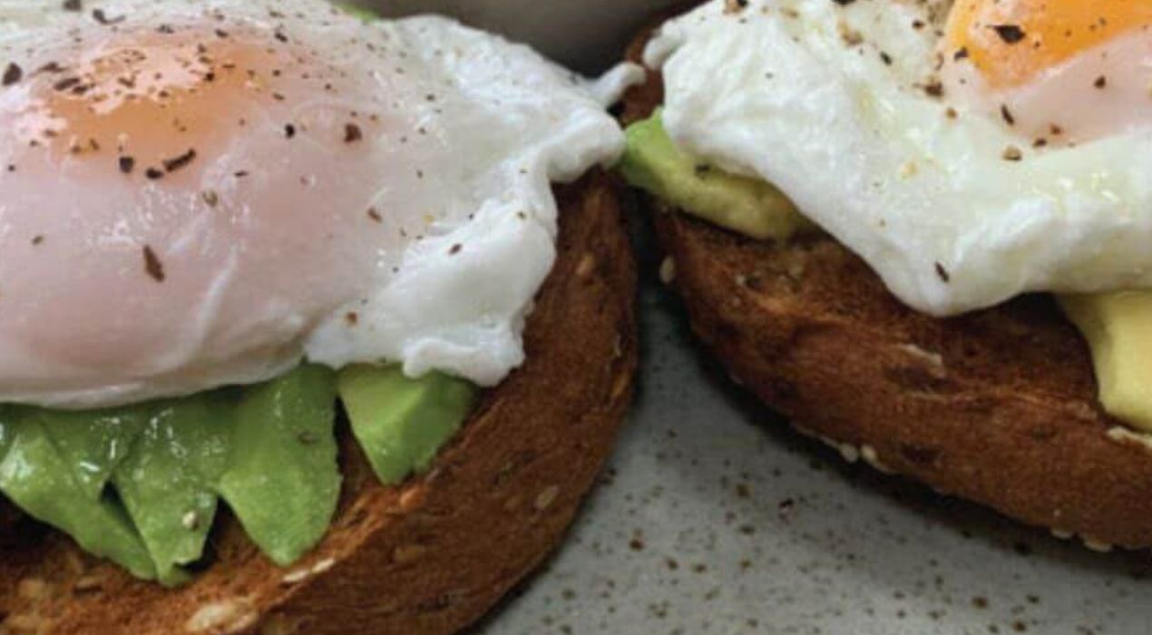 Low carb bagels with eggs and avocado