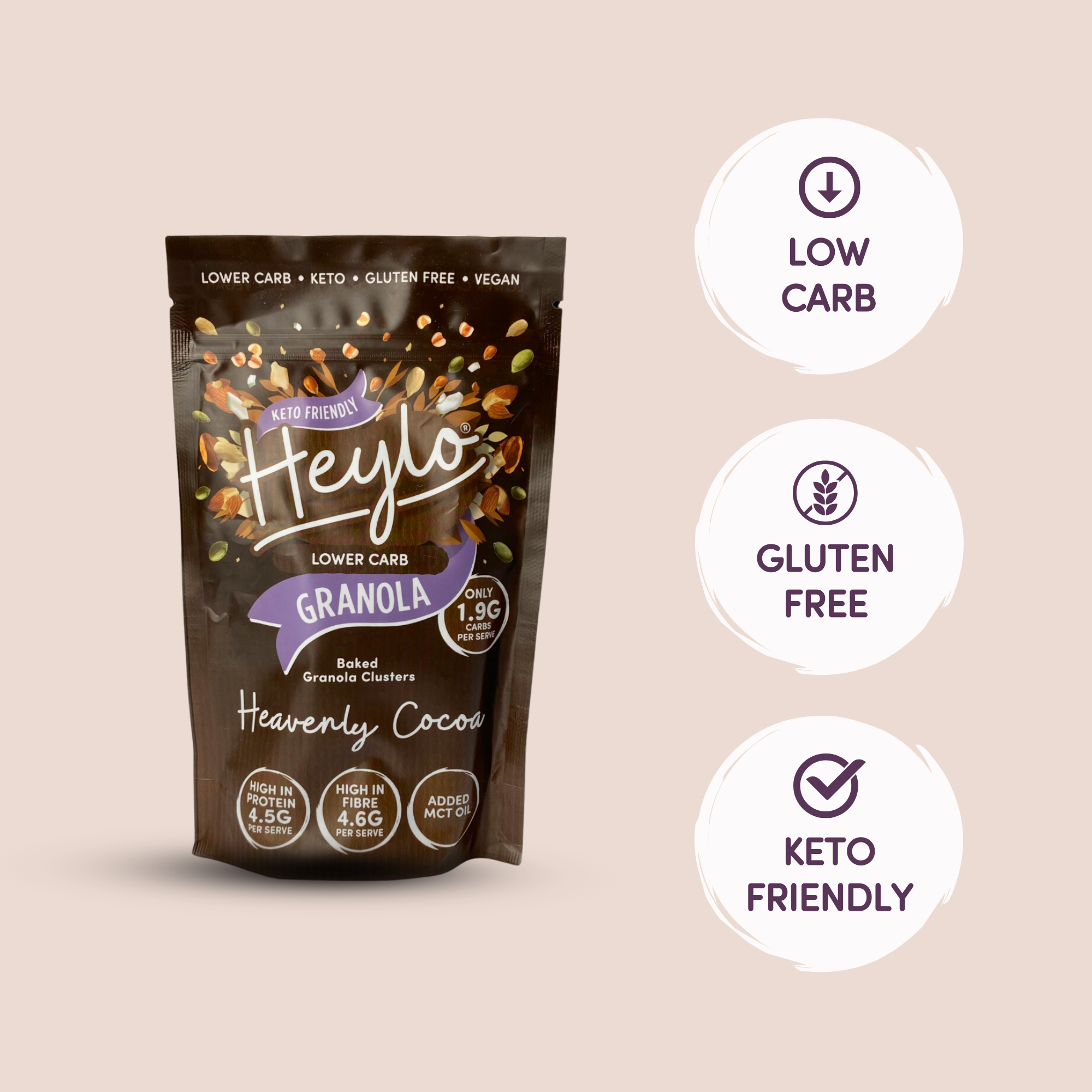 Keto Chocolate Granola | 360g Pouch | Heavenly Cocoa